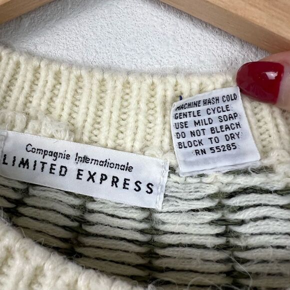 VTG 90s LIMITED EXPRESS Compagnie Internationale Fair Aisle Mock Neck Sweater - Picture 10 of 11